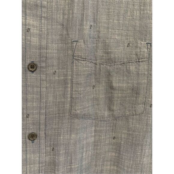 PRANA Button Down Shirt-Blue/Grey Short Sleeve Textured EUC Medium - Picture 2 of 7